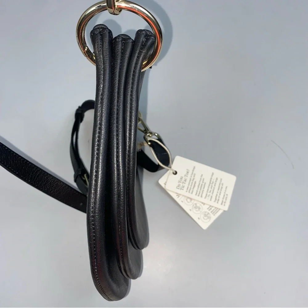 Tic Tac Toe NWT Half Moon Black Crossbody Black Leather 3 in 1 Minimalist Travel